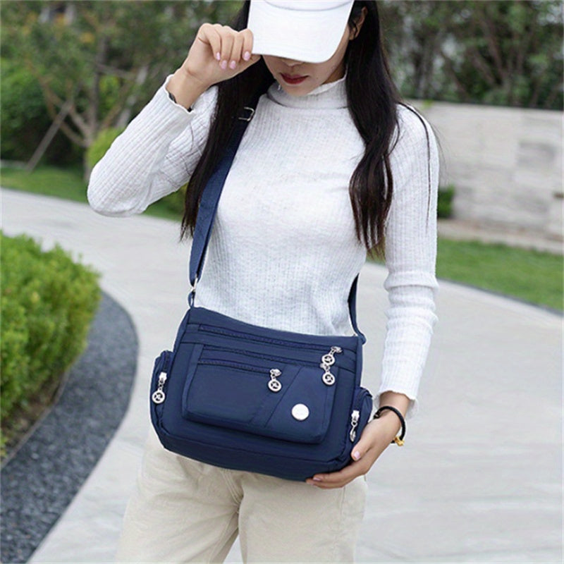 Multi-Pockets Crossbody Bag, Nylon Lightweight Messenger Bag, Casual Fashion Versatile Shoulder Bag