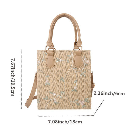 solvbao  Mini Straw Woven Crossbody Bag, Summer Beach Shoulder Bag, Women's Casual Handbag & Phone Purse