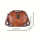 solvbao  Vintage Rivet Crossbody Bag, Retro PU Shoulder Bag, Women's Fashion Handbag & Tote Purse