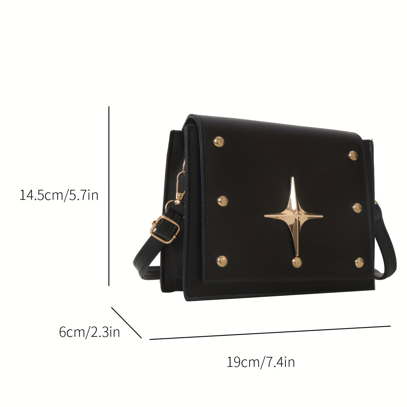 solvbao  Mini Square Crossbody Bag For Women, Punk Style Studded Decor Flap Purse, Trendy Cross Decor Shoulder Bag