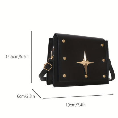 solvbao  Mini Square Crossbody Bag For Women, Punk Style Studded Decor Flap Purse, Trendy Cross Decor Shoulder Bag