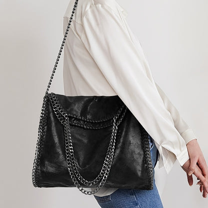 Women's Minimalist Shoulder Bag, Large Capacity All-Match Handbag, Chain Tote Bag