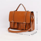 solvbao  Vintage Flap Satchel Bag, Women's Brown Messenger Bag With Removable Long Strap For Student