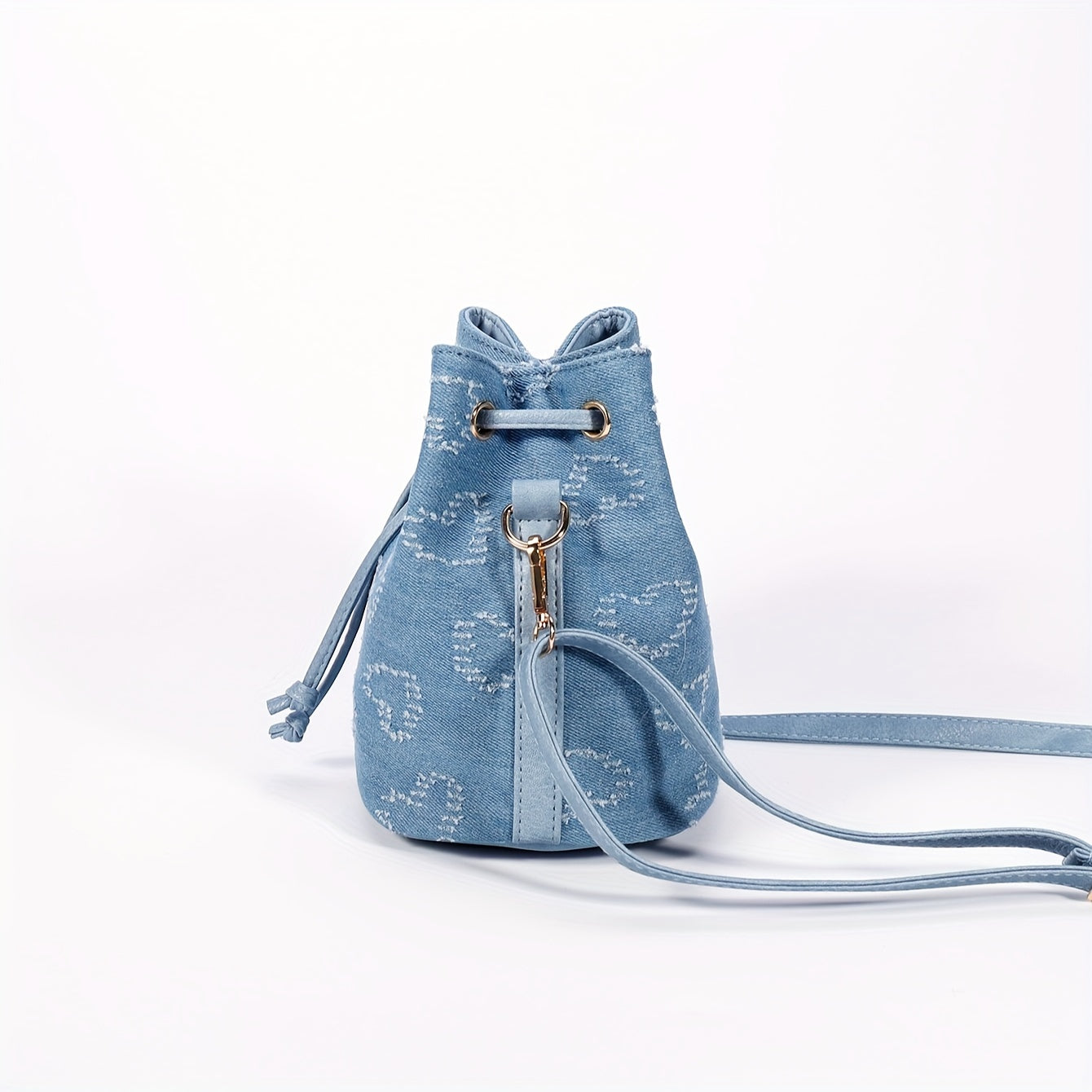 solvbao  Mini Denim Drawstring Bucket Bag, Vintage Crossbody Bag, Women's Retro Handbag, Shoulder Bag & Purse