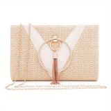 Stylish Chain Shoulder Bag, Retro Tassel Decor Braided Handbag, Versatile Banquet Evening Party Clutch Purse