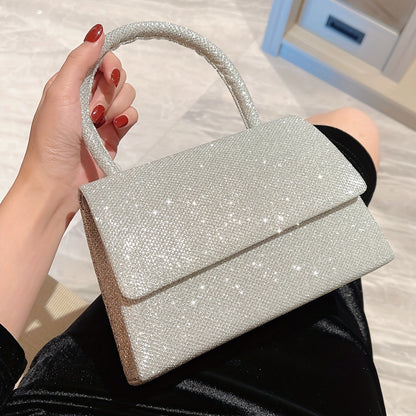 solvbao  Glitter Versatile Shoulder Bag, Flap Magnet Elegant Stylish Underarm Bag, Portable Top Handle Handbag