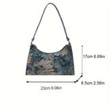 solvbao Vintage Floral Pattern Shoulder Bag, Retro PU Underarm Bag, Women's Fashion Handbag & Purse