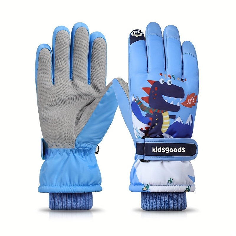 1 Pair WarmthMax Kids' Waterproof Gloves - Winter Skiing Gloves for Boys and Girls, Non-Slip Snow Play Gloves with Thermal Insulation for 8-13 Years Old Children, Ideal for Cold Weather Outdoor Activities