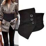 Trendy Wide Elastic Girdle Triple Button Black Corset Waistband Waspie Wide Waist Belts Elegant Dress Coat Belt For Women