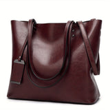 Women's Faux Leather Tote Bag, Large Capacity Shoulder Bag, Handbag