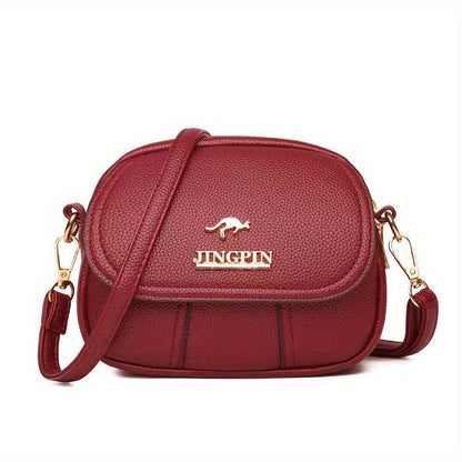 solvbao Leather Texture Women's Fashion Waist Bag Women's Bag Cross-body Small Bag New Spring And Summer Versatile Multi-layer Shoulder Bag Crossbody Bag Clutch Red And Black Two Colors Optional Waterproof And Wear-resistant Women's Waist Bag