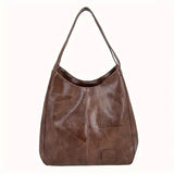 Vintage Shoulder Bag For Women, Stitching Detail Tote Bag, Large Capacity Hobo Bag