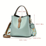 Wide Strap Top Handle Crossbody Bag, PU Leather Textured Satchel Bag Purse, Classic Fashion Versatile Shoulder Bag