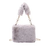 solvbao Cute Plush Handbag For Women, Fashion Chain Crossbody Bag, Autumn And Winter Fluffy Shoulder Bag