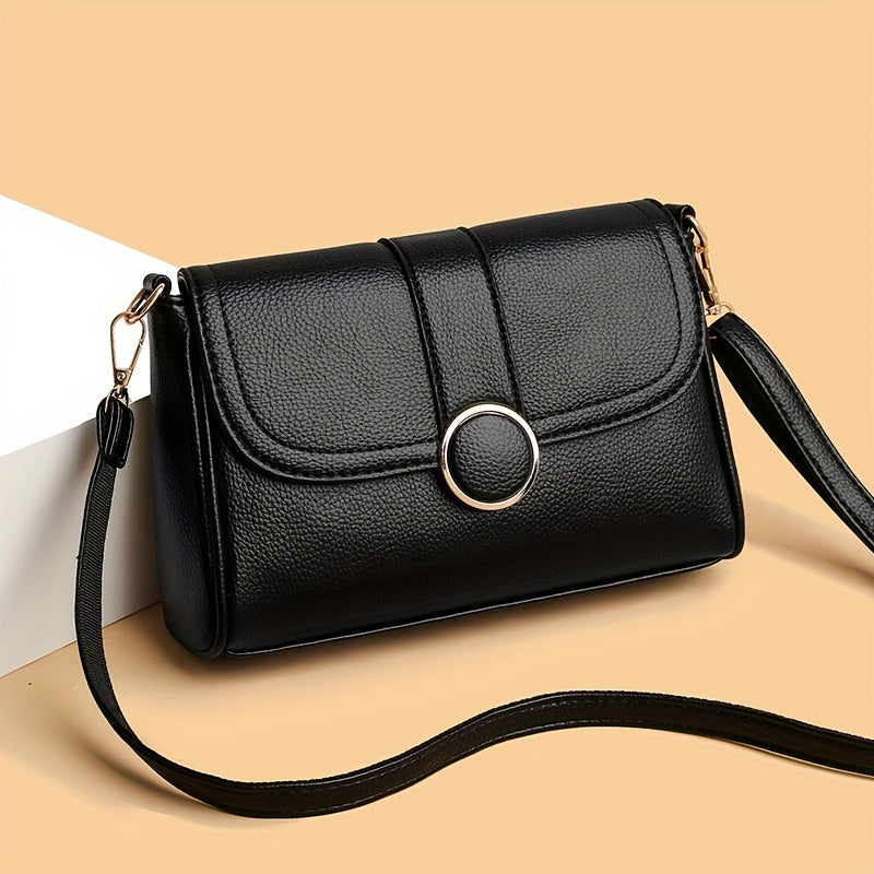 solvbao Fashion Mini Crossbody Bag, Solid Color Shoulder Bag, Women's PU Leather Flap Purse