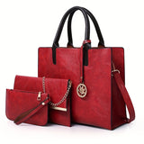 solvbao  Women's Classic Tote Bag Sets, All-Match Bags, Elegant Bag For Work, Solid Color Bags