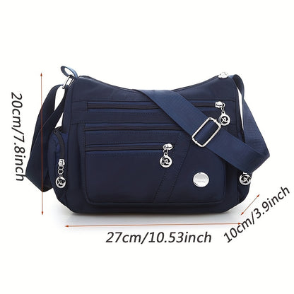 Women's Nylon Crossbody Bag, Fashion Multi Pocket Purse, Casual Travel Shoulder Bag