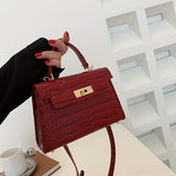 Trendy Crocodile Pattern Crossbody Bag, Solid Color Flap Handbag, Perfect Shoulder Bag For Daily Use