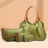 4 Pcs Vintage Women's Bag Set : Western Design Tote Bag & Shoulder Bag & Clutch Wallet & Credit Card Holder