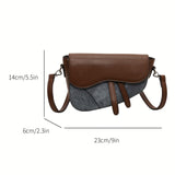 Trendy Color Blocking Saddle Bag, PU Leather Flap Shoulder Bag, Perfect Sling Bag For Daily Use