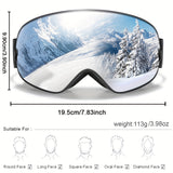 Unisex Adult Snow Goggles with Interchangeable Mirrored Lens - OTG Design for Glasses Wearers, TPU Frame, PC Material - Ski & Snowboard UV Protection, Fog-Resistant, Fits Teens 14+ - Includes Goggle Bag, Prescription Frame Insert - Ideal for Snowsports, S