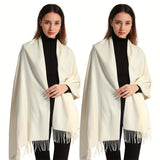 1/2/6pcs Ivory Pashmina Scarves For Women Silky Shawls And Wraps For Evening Dresses Soft Large Scarves Wedding Warm Stylish Solid Color