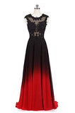 Solvbao Charming Dark Red and Black Chiffon Long Party Dress, A-line Prom Dress