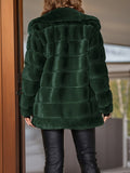 Luxurious Faux Fur Coat - Elegant Open Front, Long Sleeve, Baggy Design, Button Decor, Soft and Warm Winter & Fall Essential - Women's Clothing