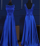 solvbao Beautiful Long Soft Satin with Lace Bridesmaid Dress, A-line Prom Dress