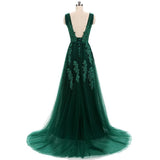 Solvbao Beautiful Dark Green V-neckline Backless Party Dress, Tulle Formal Dress Bridesmaid Dress