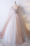 solvbao Elegant V-neckline Champagne Tulle V-neckline Prom Dress, Party Dress