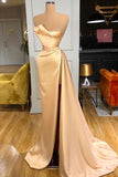 kamahe Glamorous Champagne Starpless Long Prom Dress With Split Online