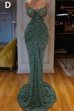 kamahe Glitter Off-the-Shoulder Slim Mermaid Prom Party GownsSleeveless Mermaid Evening Gowns