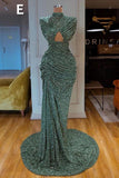 kamahe Glitter Off-the-Shoulder Slim Mermaid Prom Party GownsSleeveless Mermaid Evening Gowns