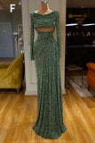 kamahe Glitter Off-the-Shoulder Slim Mermaid Prom Party GownsSleeveless Mermaid Evening Gowns