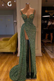 kamahe Glitter Off-the-Shoulder Slim Mermaid Prom Party GownsSleeveless Mermaid Evening Gowns