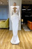 kamahe Gorgeous Long Sleeves Lace Appliques Prom Dress Long Mermaid Evening Gowns