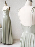 kamahe Gray green long prom dress, Gray green bridesmaid dress