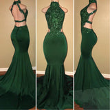 kamahe Green lace mermaid prom dress, green evening dress