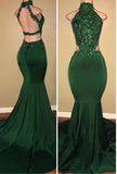 kamahe Green lace mermaid prom dress, green evening dress