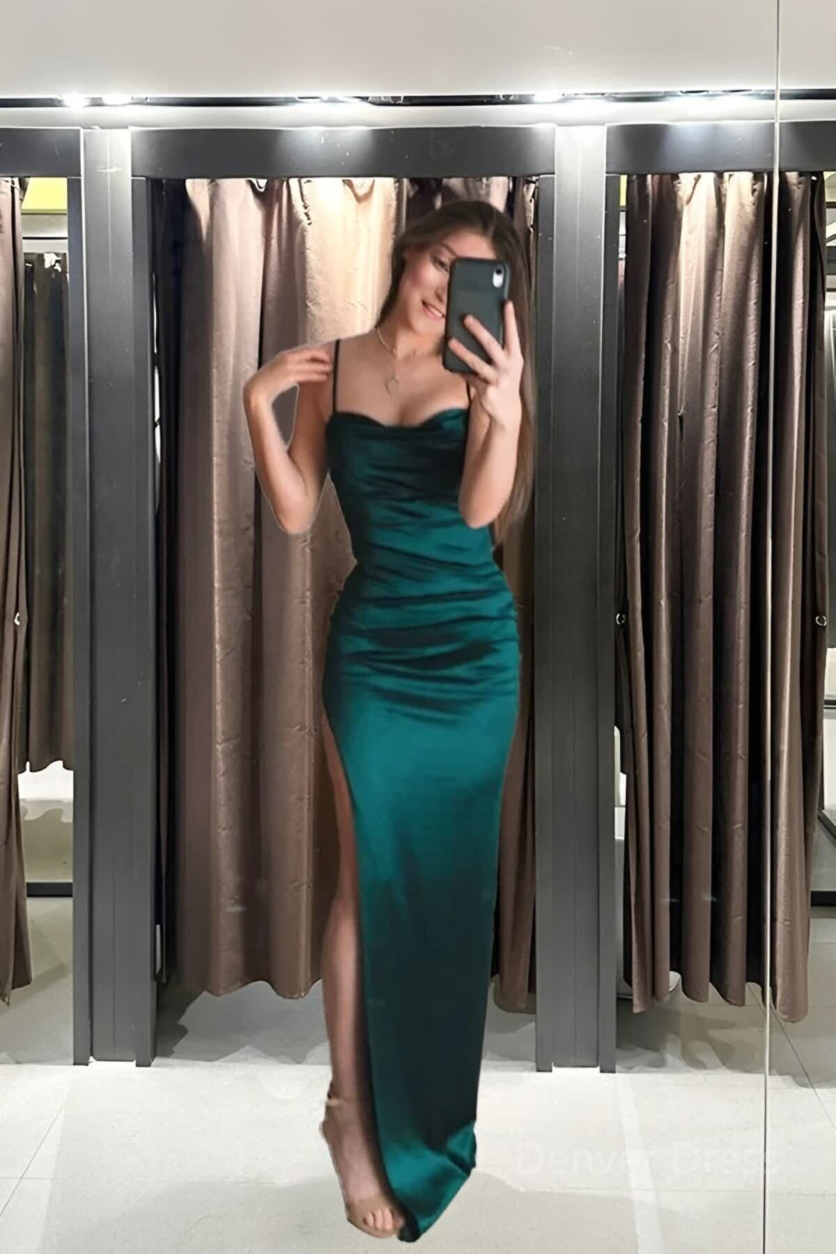 kamahe Green Mermaid Halter Prom Dress Evening Dress