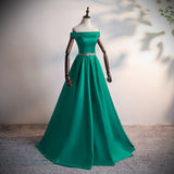 Solvbao Fashionable Green Satin Scoop Long Prom Dress, A-line Green Evening Dress, Formal Dress