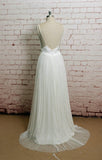 solvbao Lovely Simple Ivory Tulle Backless Straps Wedding Dresses, Prom Dresses , Formal Gowns