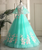 Solvbao Mint Green Sweetheart Sweetheart Flowers Tulle Formal Dress, Mint Green Formal Dress