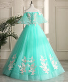 Solvbao Mint Green Sweetheart Sweetheart Flowers Tulle Formal Dress, Mint Green Formal Dress