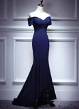 Solvbao Navy Blue Spandex Mermaid Sweetheart Evening Gown, Charming Blue Prom Dress Party Dress