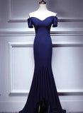 Solvbao Navy Blue Spandex Mermaid Sweetheart Evening Gown, Charming Blue Prom Dress Party Dress