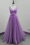 Solvbao Beautiful Long Light Purple V-neckline Party Dress, Prom Dress