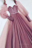 kamahe Pink  sweetheart neck tulle long prom dress tulle formal dress