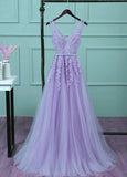 Solvbao Elegant Light Purple Tulle Floor Length Prom Dress, New Style Party Dress